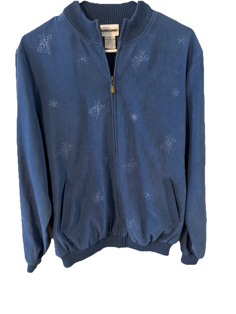 Alfred Dunner Jacket Womens 12P Petite Snowflake Embroidery Full Zip Pockets